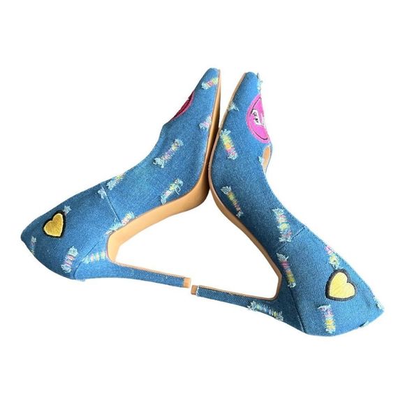 Penny Loves Kenny Blue and Pink Heart Heels - Picture 6 of 8